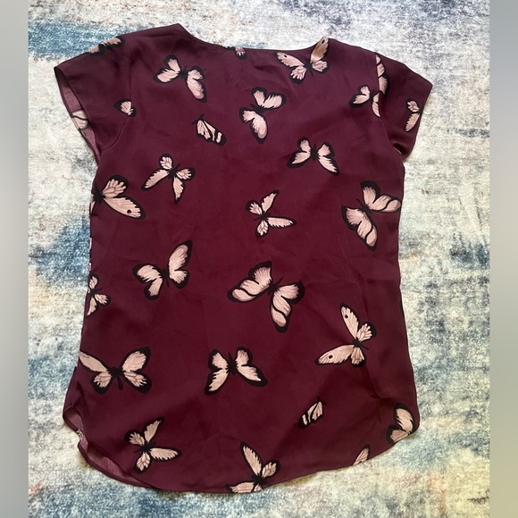 Dynamite Burgundy Butterfly Print Blouse - Picture 5 of 5